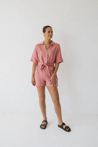 Janni & George New Playsuit with Tie - Guava