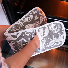 Load image into Gallery viewer, A Love Supreme Joined Oven Gloves - Africa Untamed White on Khaki