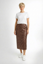 Load image into Gallery viewer, Jo Champ Velvet Sequin Skirt - Chocolate