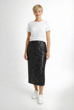Load image into Gallery viewer, Jo Champ Velvet Sequin Skirt - Black