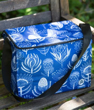 Load image into Gallery viewer, A Love Supreme Medium Cooler Bag - Floral Kingdom White on Blue