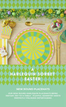 Load image into Gallery viewer, Round Disposable Placemats with Matching Coasters - Harlequin Sorbet
