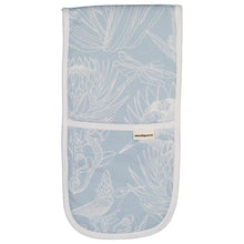 Load image into Gallery viewer, A Love Supreme Double Oven Gloves - Bloom - Cream on Light Blue