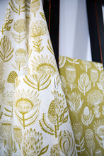 Load image into Gallery viewer, A Love Supreme Apron with Pocket  Floral Kingdom  -  Ochre on White