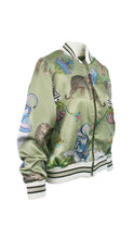 Load image into Gallery viewer, Rush Lined Bomber Jacket - Lunch with Leopards Sage