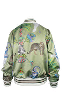 Load image into Gallery viewer, Rush Lined Bomber Jacket - Lunch with Leopards Sage