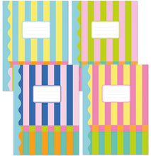 Load image into Gallery viewer, Macaroon A4 Book Covers Set of 4 - Sorbet Stripe