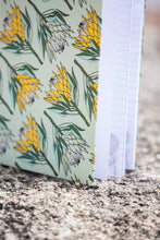 Load image into Gallery viewer, A Love Supreme A4 Lined Hardcover Book - King Protea Yellow on Mint