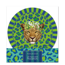 Load image into Gallery viewer, Round Disposable Placemats with Matching Coasters - Leopard Tanzanite