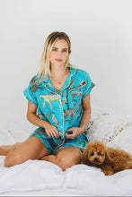 Load image into Gallery viewer, Trinity Short Pyjamas - Turquoise Leopard