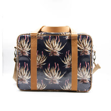 Load image into Gallery viewer, IY Overnight Bag with Leather Handles - Navy Aloe