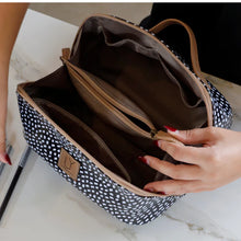Load image into Gallery viewer, IY Large Cosmetic Bag - Spotted White on Black