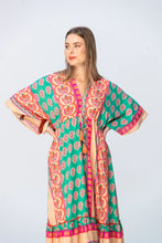 Load image into Gallery viewer, Signature Georgia Kaftan - Coral / Green