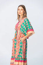 Load image into Gallery viewer, Signature Georgia Kaftan - Coral / Green