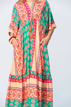 Load image into Gallery viewer, Signature Georgia Kaftan - Coral / Green