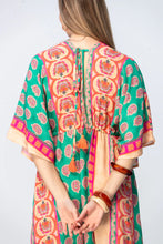 Load image into Gallery viewer, Signature Georgia Kaftan - Coral / Green