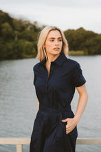 Load image into Gallery viewer, Trinity Gabbi Shirt Dress - Navy
