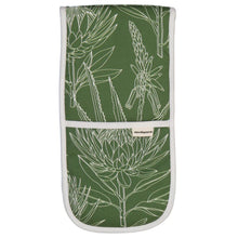 Load image into Gallery viewer, A Love Supreme Double Oven Gloves - Bloom Essence - Cream on Olive