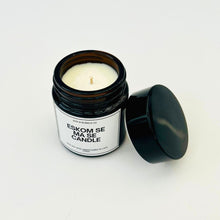 Load image into Gallery viewer, Black Soya Candle - Eskom se Ma