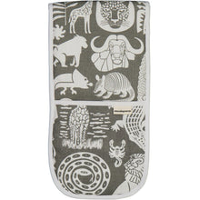 Load image into Gallery viewer, A Love Supreme Joined Oven Gloves - Africa Untamed White on Khaki