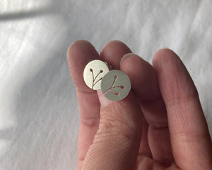 Liwo Botanical Collection Sterling Silver Disc Stud Earrings