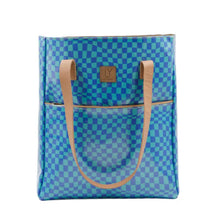 Load image into Gallery viewer, IY Campus Tote - Warped Check Aqua
