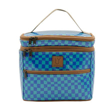 Load image into Gallery viewer, IY Standup Toiletry Bag - Warped Check Aqua