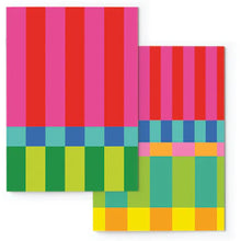Load image into Gallery viewer, Colorful striped and checkered patterned notebooks on a white background