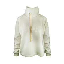 Load image into Gallery viewer, Beige hoodie with gold drawstrings on a white background