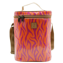 Load image into Gallery viewer, insulated cooler bag with orange and pink zebra pattern on a white background