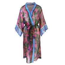 Load image into Gallery viewer, Colorful robe with tropical pattern on a white background