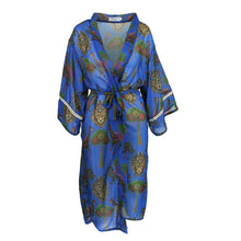 Load image into Gallery viewer, Blue robe with animal print on a white background