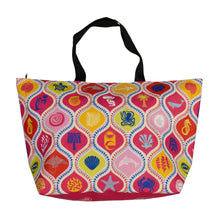 Load image into Gallery viewer, Colorful tote bag with sea-themed pattern on a white background