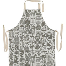 Load image into Gallery viewer, Apron with dark grey animal pattern on a light grey background