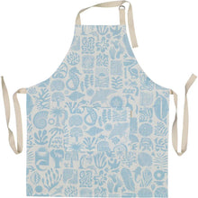 Load image into Gallery viewer, Apron with blue ocean-inspired pattern on a white background