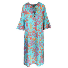 Load image into Gallery viewer, Colorful dress with sea-themed pattern on a white background
