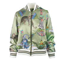 Load image into Gallery viewer, Colorful jacket with animal and abstract design on a white background