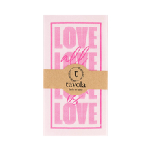 Load image into Gallery viewer, Pink paper napkins with 'LOVE' text and Tavola logo on a white background