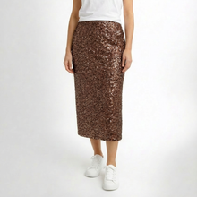 Load image into Gallery viewer, Jo Champ Velvet Sequin Skirt - Chocolate