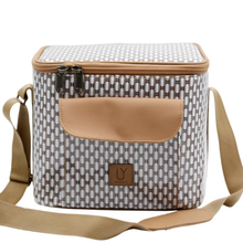 Load image into Gallery viewer, Patterned cooler bag with beige accents on a white background