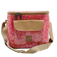 Load image into Gallery viewer, Floral-patterned cooler bag with beige accents on a white background