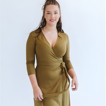 Load image into Gallery viewer, Trinity Betty Wrap Dress - Ochre