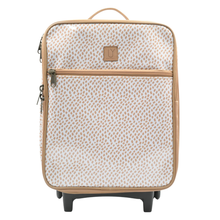 Load image into Gallery viewer, IY Patterned suitcase with wheels on a white background
