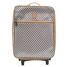 Load image into Gallery viewer, Patterned suitcase on wheels with a visible IY brand logo on a white background
