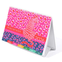 Load image into Gallery viewer, 2026 desk calendar with pink leopard print design on a white background