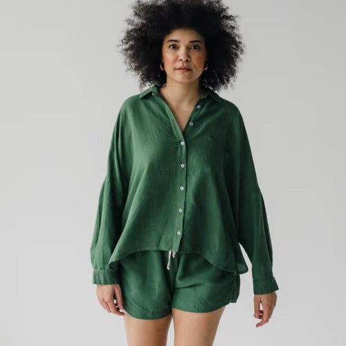 Janni & George Linen Shirt - Forest Green