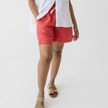 Load image into Gallery viewer, Janni & George Midi Linen Shorts - Pomegranate