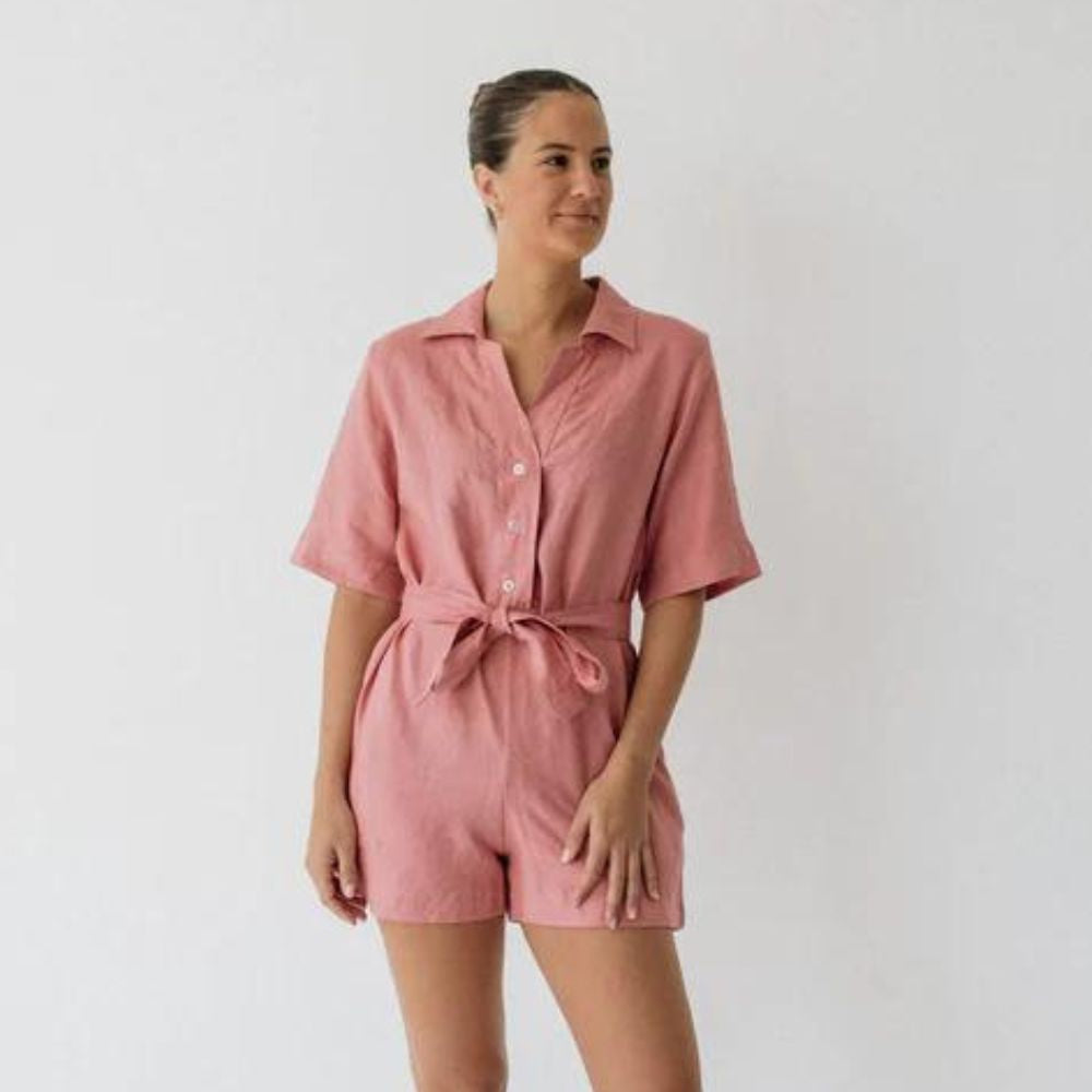 Janni & George New Playsuit with Tie - Guava