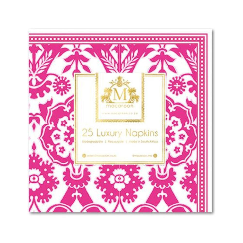 Macaroon Luxury Paper Napkins - Tropical Tile Ruby
