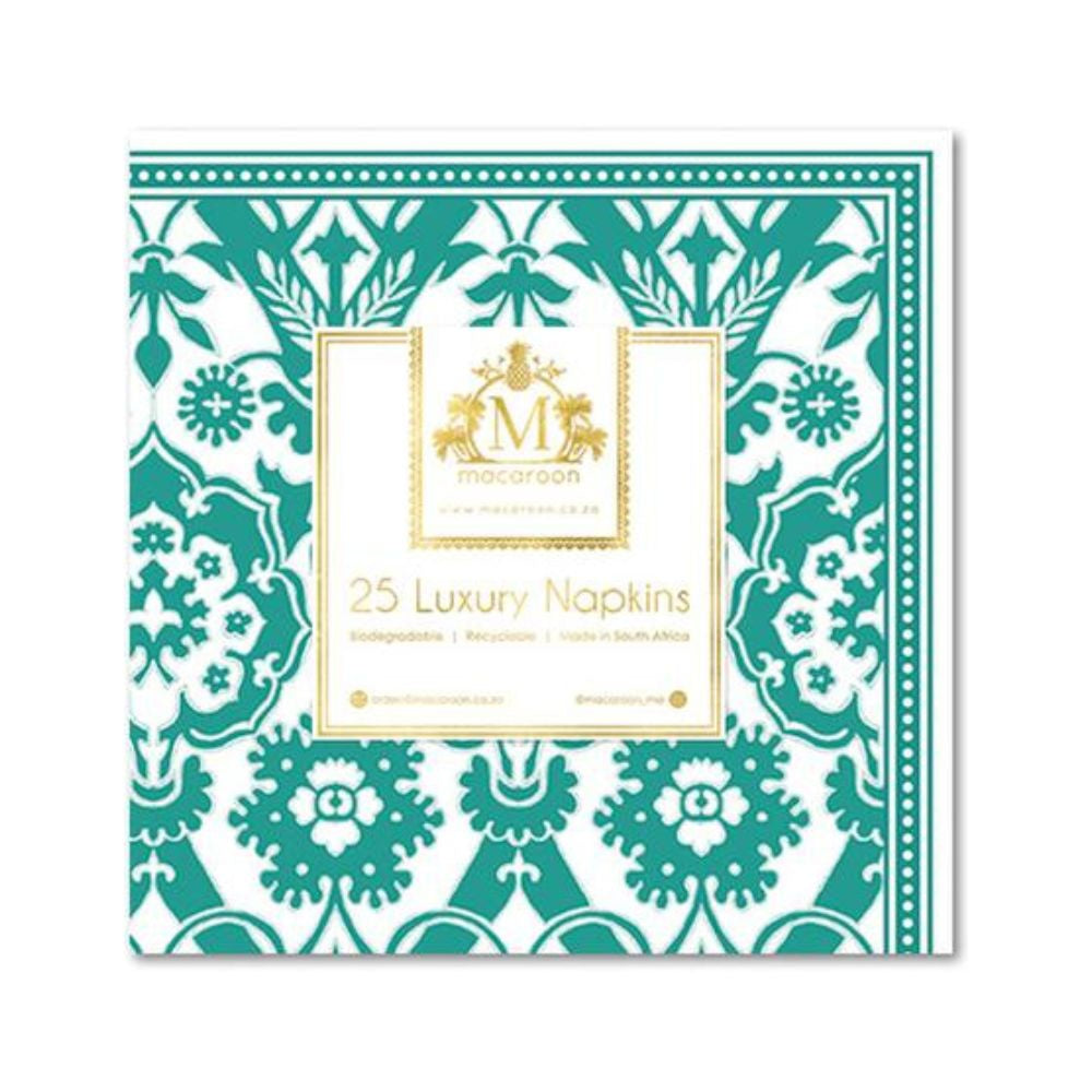 Macaroon Luxury Paper Napkins - Tropical Tile Tanzanite